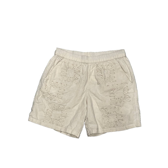Topman laid on embroidered Y2K linen mix shorts in ecru Size 32 A003674 - Picture 3 of 10